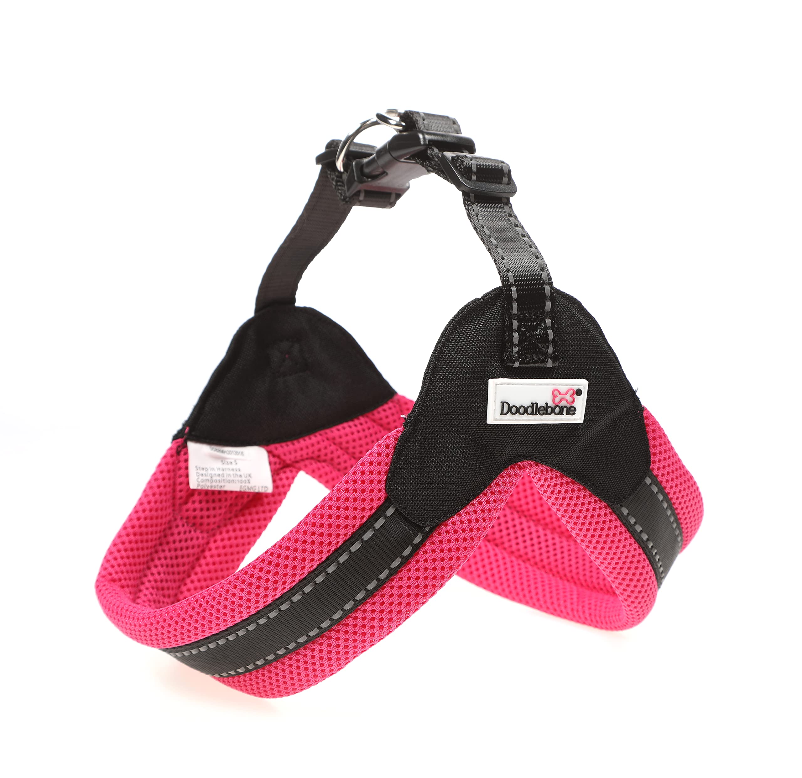 Doodlebone Boomerang Dog Harness, Fuchsia, 8-10