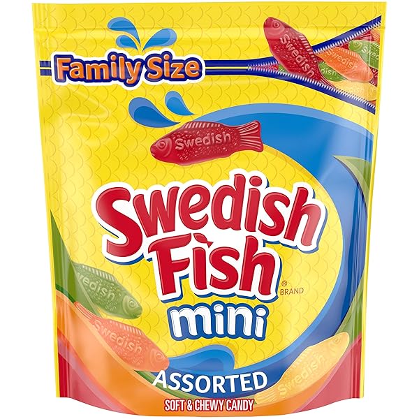 SWEDISH FISH ASSORTED MINI SOFT & CHEWY CANDY, HALLOWEEN CANDY, FAMILY SIZE, 1.8 LB BAG