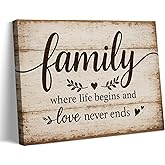 Xynvor Rustic Family Canvas Wall Art Brown Farmhouse Blessed Home Poster Artwork Vintage Country Family Heartwarming Words Painting Picture Wall Decor for Living Room Bedroom Home Decoration 12x16in