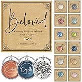 Suncalla 24 Set Christian Keychains Mini Inspirational Prayer Cards with Bible Verse for Women Men