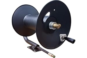 ULTIMATE WASHER Skid or Wall Mount Super Heavy Duty Pressure Washer Hose Reel, 3/8In x 200FT Capacity, Air and Water, 4000 PSI