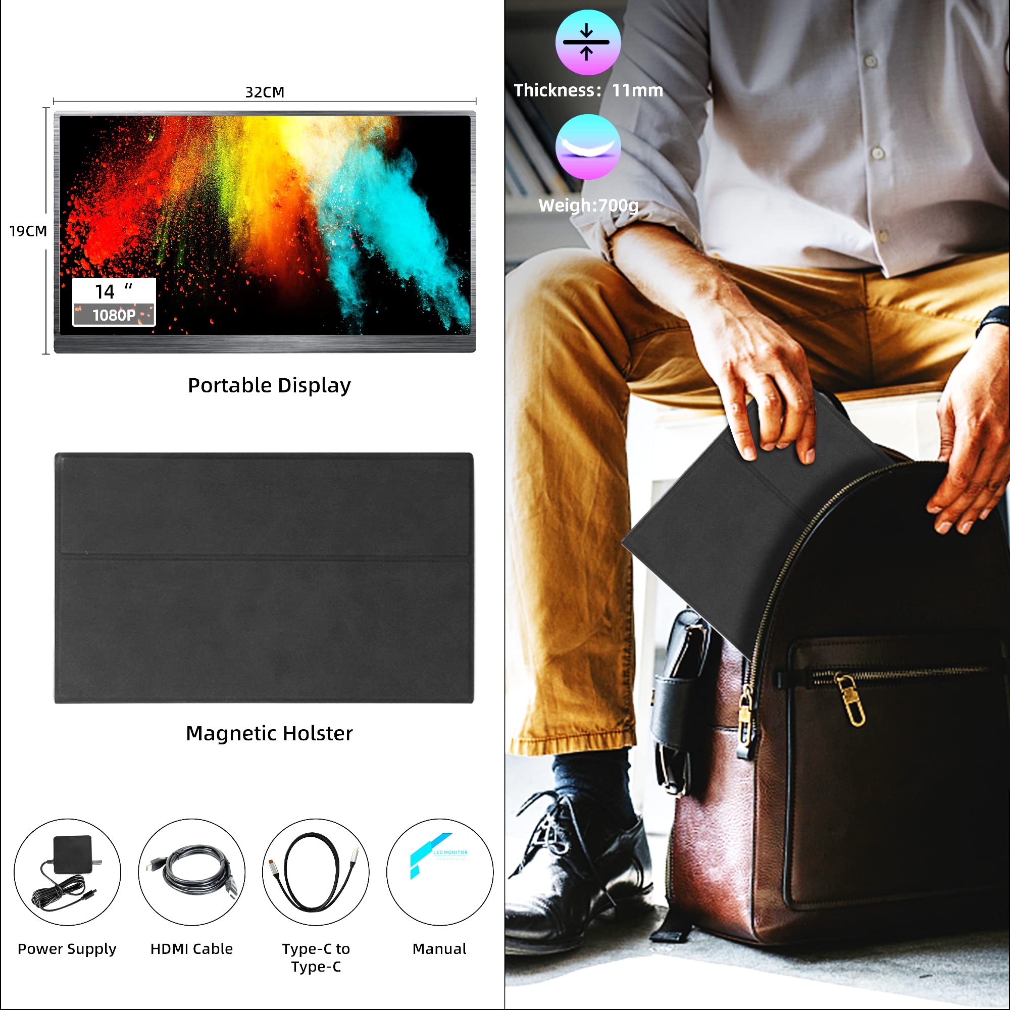 Mua Kenowa 14 Inch Portable Monitor, Full HD 1080P IPS Screen Portable ...