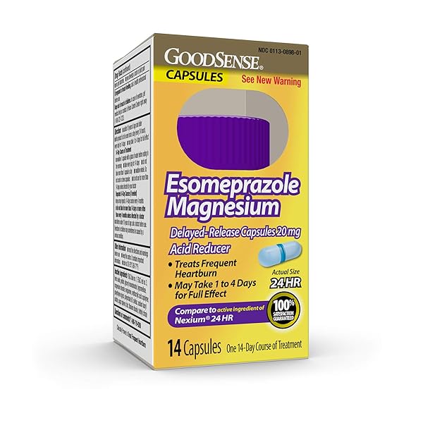 ESOMEPRAZOLE MAGNESIUM DELAYED RELEASE CAPSULES 20 MG, PROTON PUMP INHIBITOR (PPI) FOR 24 HOUR FREQUENT HEARTBURN TREATMENT, 14 COUNT