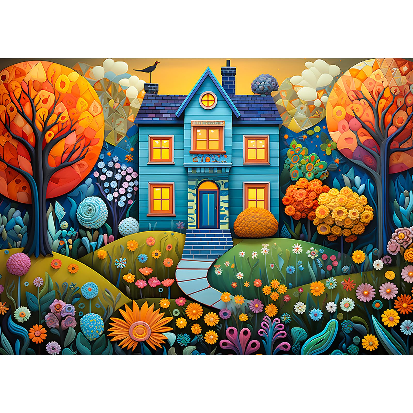 Chalzidar Jigsaw Puzzles for Adults 1000 Pieces, Interlock Perfectly Letter on Back No Dust, Home Decor Birthday Party Gift Toy for Men Women Elders Seniors, 1:1 Poster-Beautiful Homes