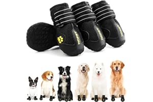 Hcpet Dog Shoes, Dog Boots for Large Dogs, Waterproof Dog Booties Paw Protector for Summer Hot Pavement, Winter Snowy Day, Outdoor Walking, Indoor Hardfloors Anti Slip Sole Black Size 7