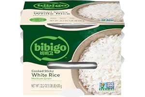 Bibigo Korean Sticky White Rice, Microwavable, Zero Trans Fat, 7.4 Ounce (Pack of 18)