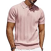 PJ PAUL JONES Mens Polo Shirts Short Sleeve Textured Knit Polo Shirt Ribbed Casual Golf Shirts