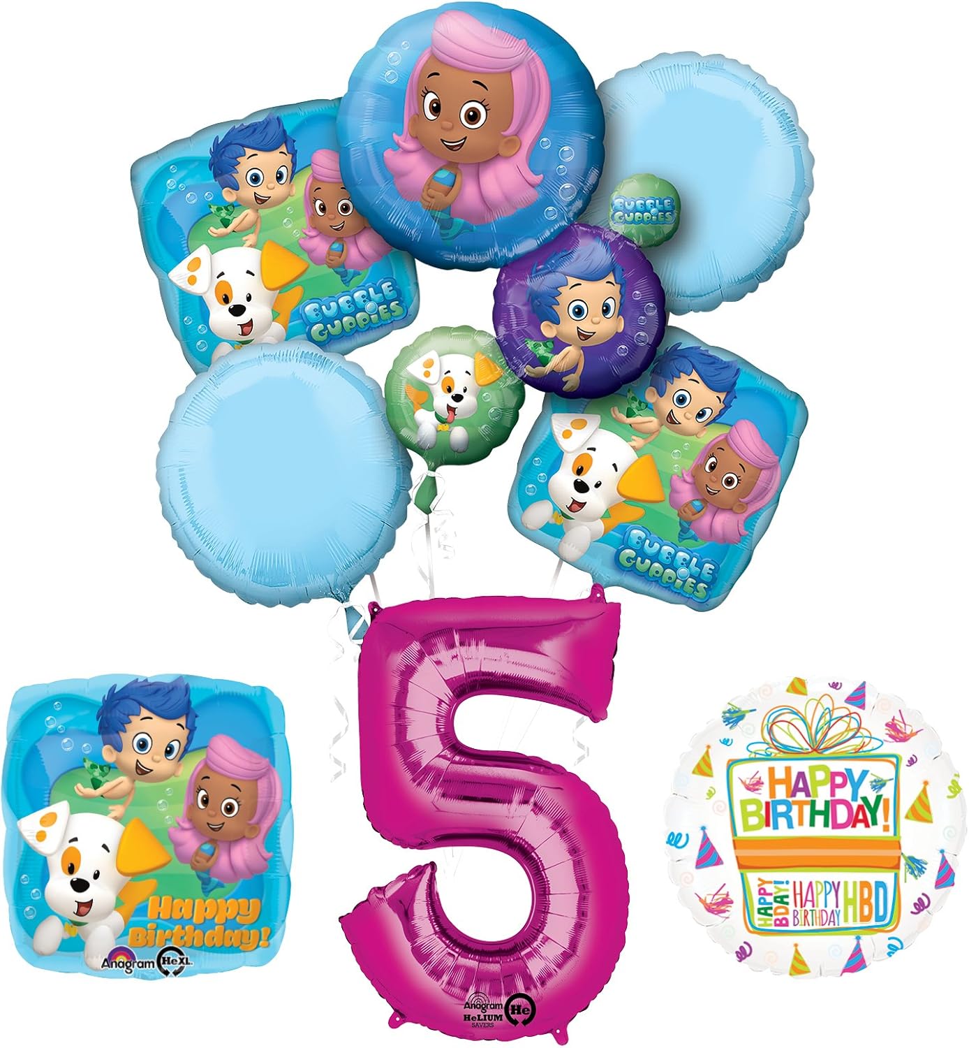 Amazon Com Bubble Guppies 5th Birthday Party Supplies And Balloon