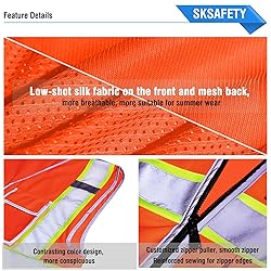 SKSAFETY 10 Pockets Safety Vest, Class 2 High