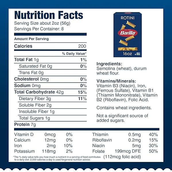 BARILLA ROTINI PASTA, 16 OZ. BOX – NON-GMO, MADE WITH DURUM WHEAT SEMOLINA – KOSHER CERTIFIED
