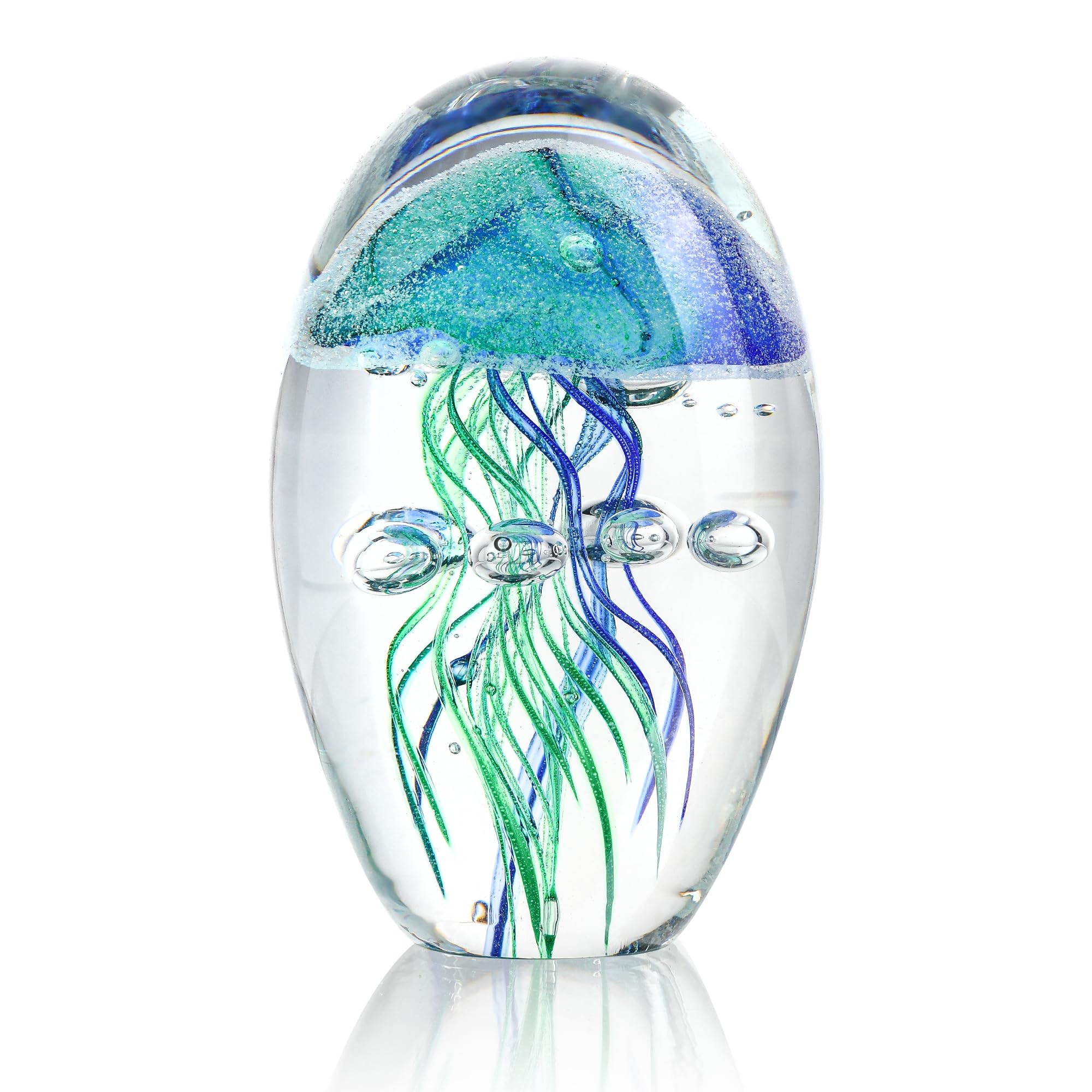 QFkris Hand Blown Glass Jellyfish Paperweight, Jellyfish in Glass ...