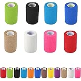8 Pack Self Adhesive Bandage Wrap, 3 in x 5 Yards Non-Woven Self Adherent Cohesive Bandage, Vet Wrap Wound Tape for Thumb Finger Wrist Knee Ankle, Mix Colors
