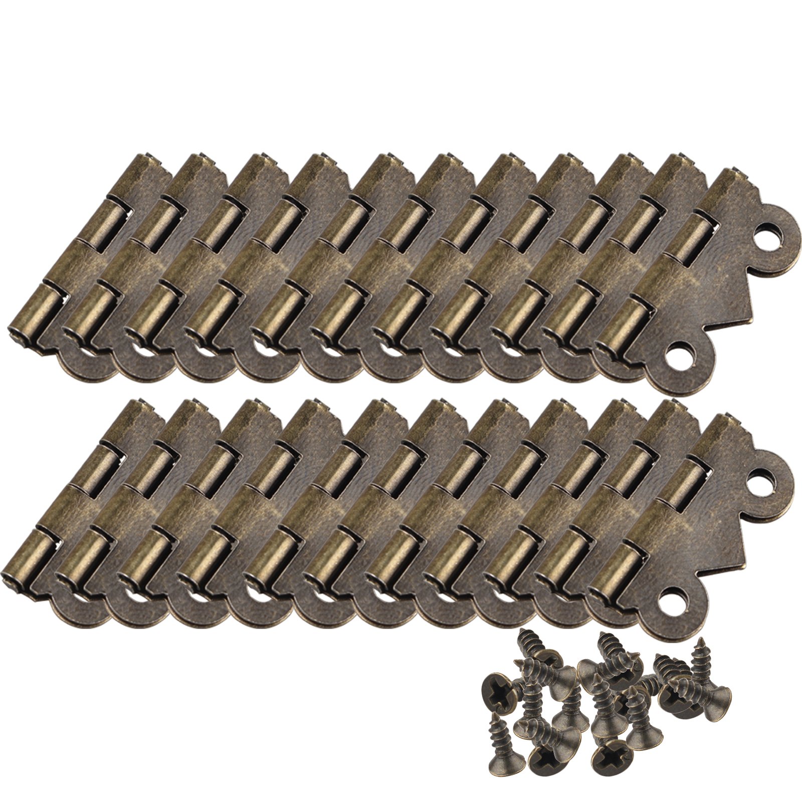 HALJIA 20pcs Mini Cabinet Drawer Box Butterfly Hinges Vintage Antique Bronze DIY Decor for Jewelry Wood Case Box Connectors Decorative 2 * 1.7cm Hasp Latch Lock 80 PCS Replacement Screws