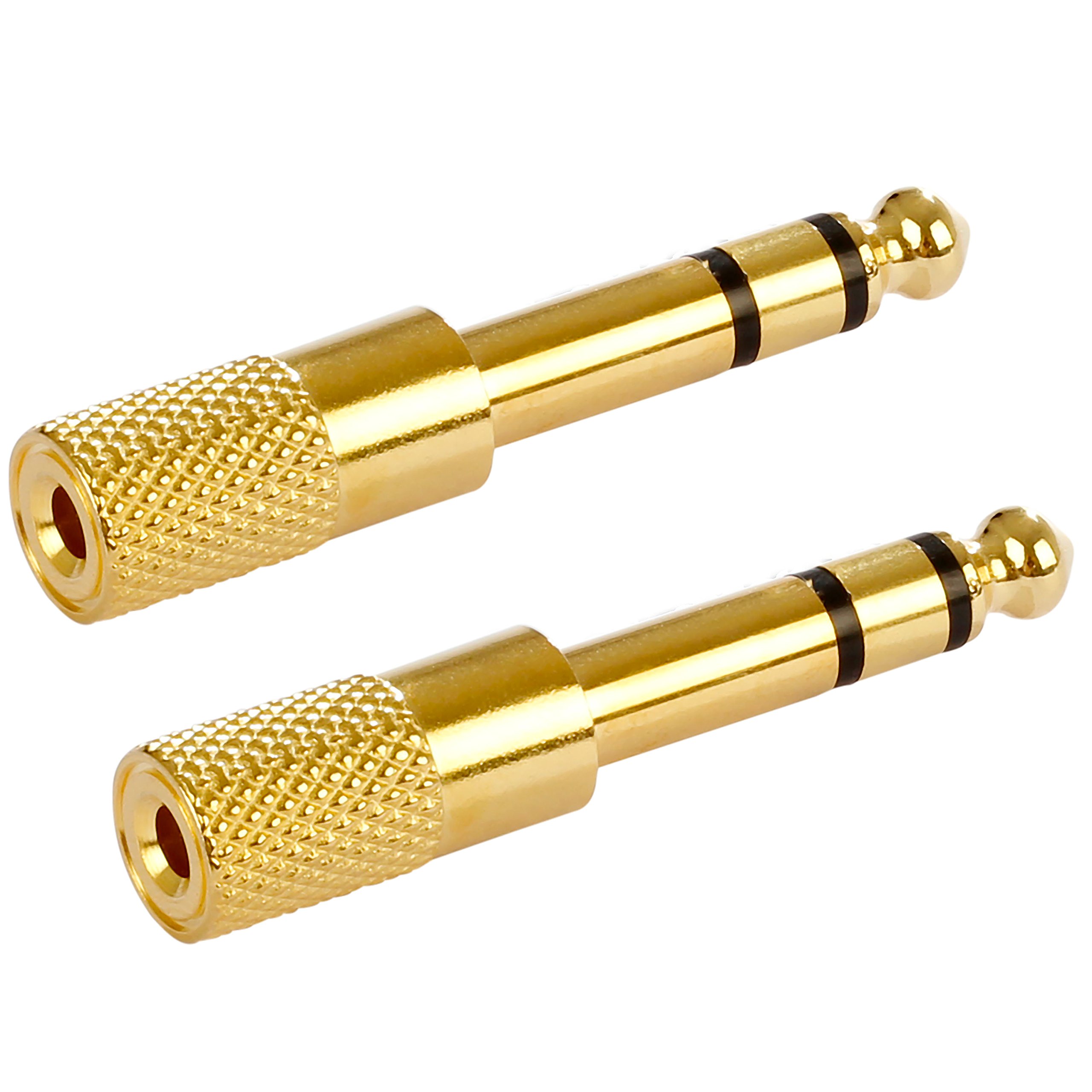 POPPSTAR 2x Audio Jack Adapter Coupling (3.5mm Jack Female to 6.3mm Male), Jack Coupling for Jack Cables - Stereo Aux Cable Coupling, Gold Plated