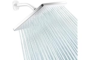 LEADAHEAD Rainfall Shower Head Fixed Showerhead 8.5-Inch Square Bathroom Rainhead Self-Cleaning Overhead Waterfall Shower Head with Adjustable Swivel Ball Joint | G1/2" Universal Fitting | ABS Chrome