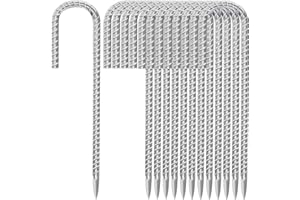 Besitu 12 Inch Ground Stakes Heavy Duty J Hook 30-Pack Metal Spikes Galvanized Ground Hooks Anchors Rebar Ground Stakes for Fence Tent Gazbo Bounce House and Outdoor Decorations Inflatables