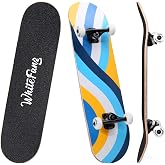 WhiteFang Skateboards for Beginners, Complete Skateboard 31 x 7.88, 7 Layer Canadian Maple Double Kick Concave Standard and Tricks Skateboards for Kids and Beginners