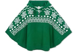 BOBOYOYO Cape for Girls Hooded Cable Knit Poncho Sweaters Kids Shawl Sweater Toddler Holiday Pullover for 3-12 Years Child