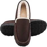 shoeslocker Men's Slippers Indoor Outdoor Warm Soft Plush Memory Foam House Slippers for Men Comfortable Bedroom Moccasin Slipper Non-Slip