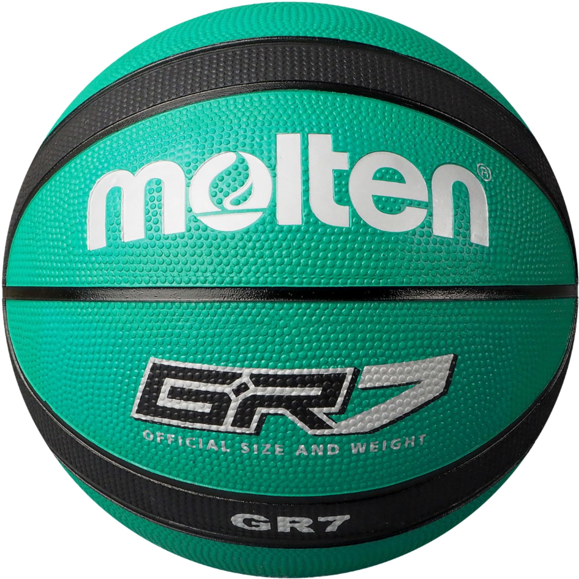 Molten GR Premium Rubber Basketball | Indoor/Outdoor Play | Durable Pro Pebble Grip Texture | Reaction Training | Size 7 | For Boys age 14 plus & Adults | Green & Black