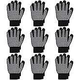 Cooraby 9 Pairs Kids Anti-skid Magic Gloves Winter Warm Stretchy Knit Gloves for Boys or Girls