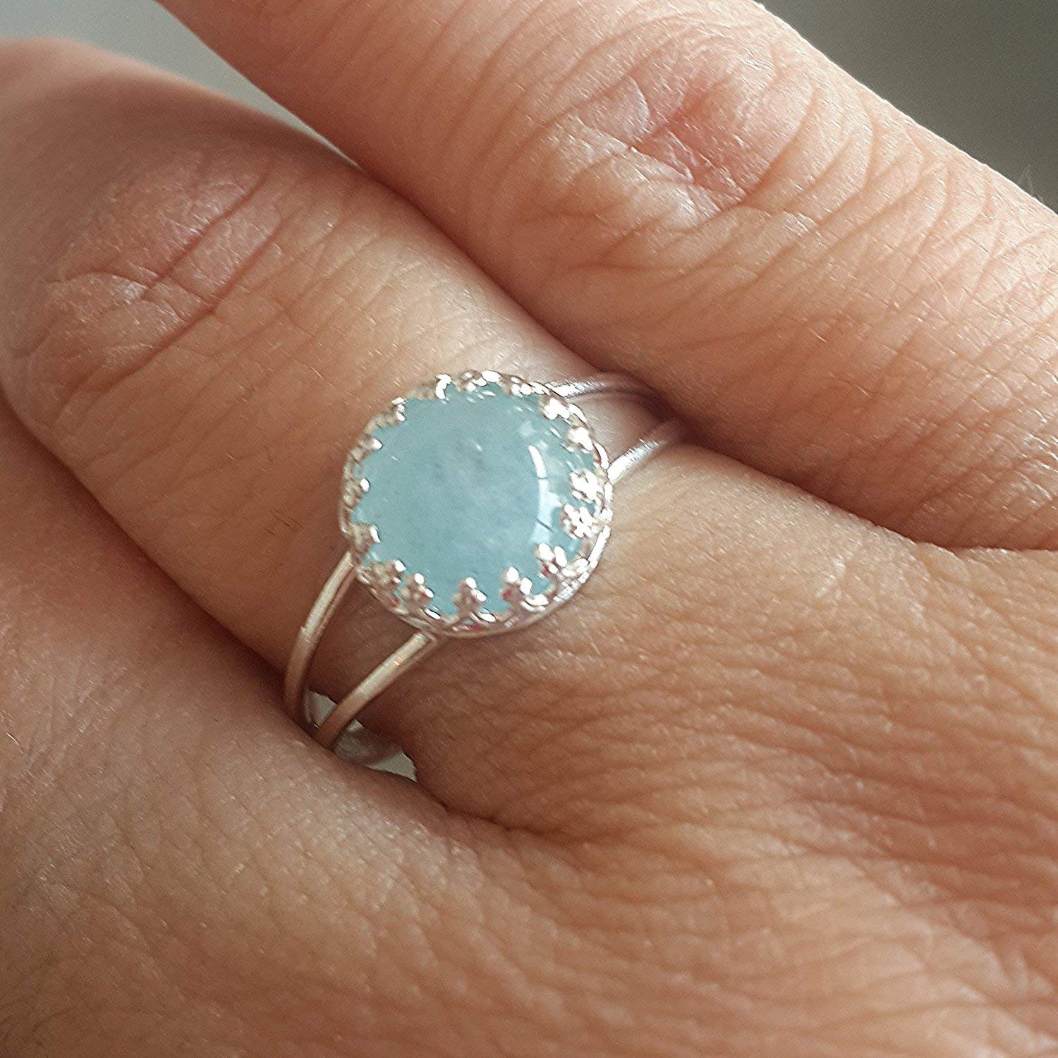 Custom Aquamarine Ring Dainty Natural 