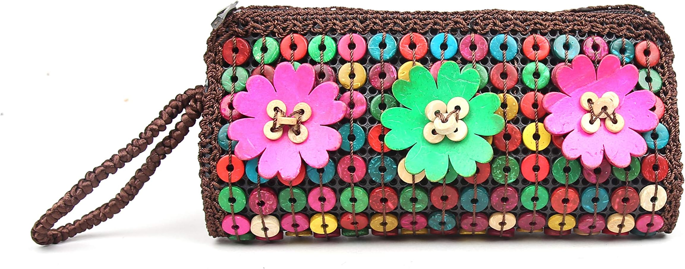 DAISYLIFE™ Women Clutch Wallet with Strap For Wedding, Party, Daily use Wallet, Travel wallet Clutch Bag Made with Natural Coconut Shell (Multicoloured)