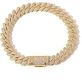 LuxeFlex Cuban Link Bracelet for Men and Women, 8mm 14K Gold/White Gold Plated, 5A Zircon Iced Out Cuban Link Chain Bracelet Set, Diamond CZ Rapper Necklace, Miami Hip Hop Jewelry