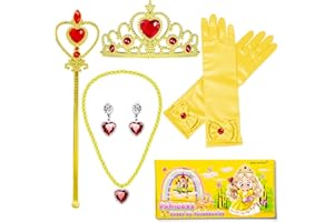 MISS FANTASY Princess Dress Up Accessories,Cosplay Accessories for Kids Girls, Princess Dressed up Crown,Wand,Gloves,Necklace,Earrings,Bracelet Gift Sets for Little Girls Halloween Party Cosplay Set