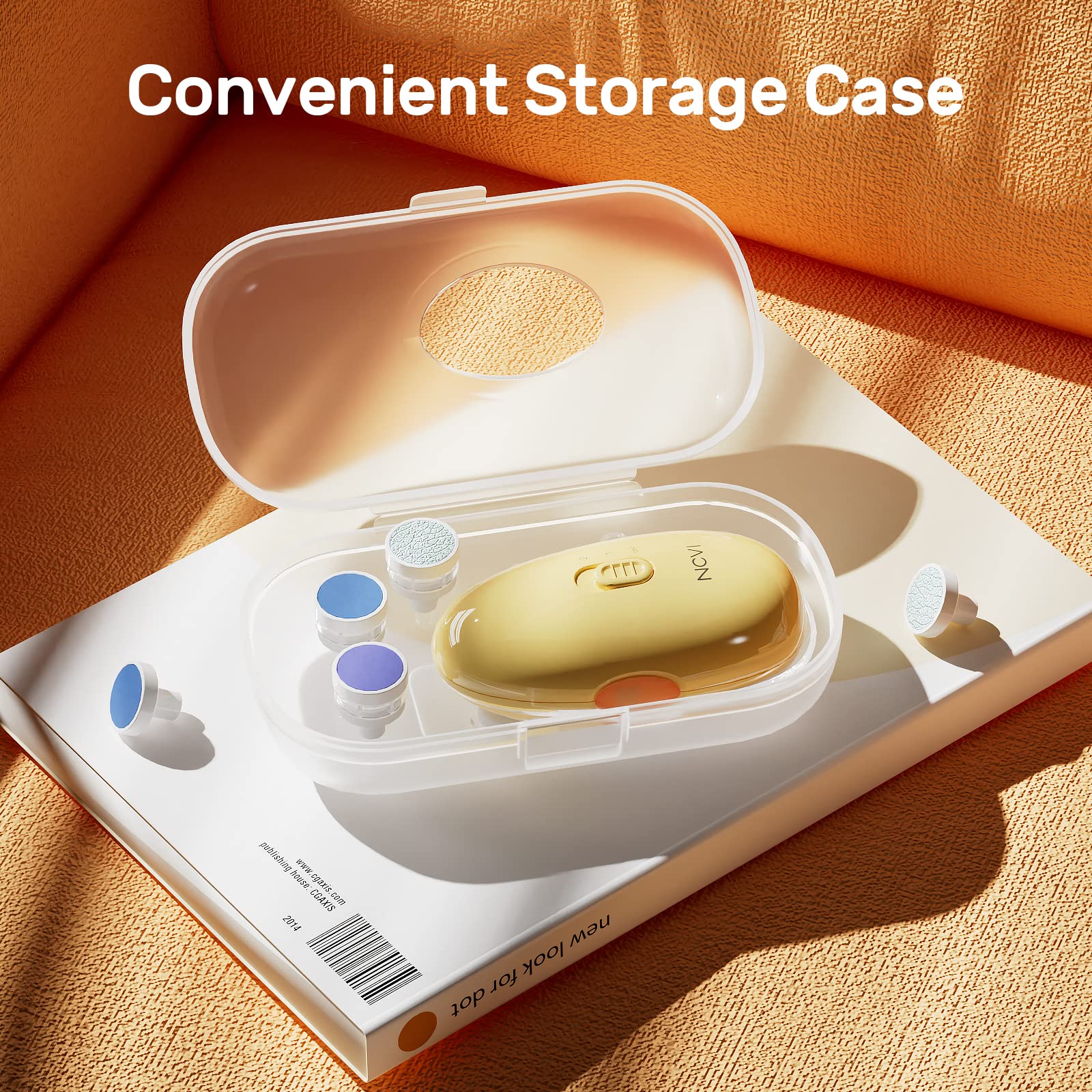 NCVI Baby Nail Trimmer Electric, Baby Nail File, Safe Baby Nail Clippers, Trim and Polish Set for Newborn Baby Infant Toddler Kids, Fingernails Care, Grooming & Manicure kit, 8 Grinding Heads, Yellow