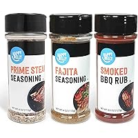Amazon Brand - Happy Belly Grilling Spices Set, Prime Steak, Smoked BBQ and Fajita Seasoning