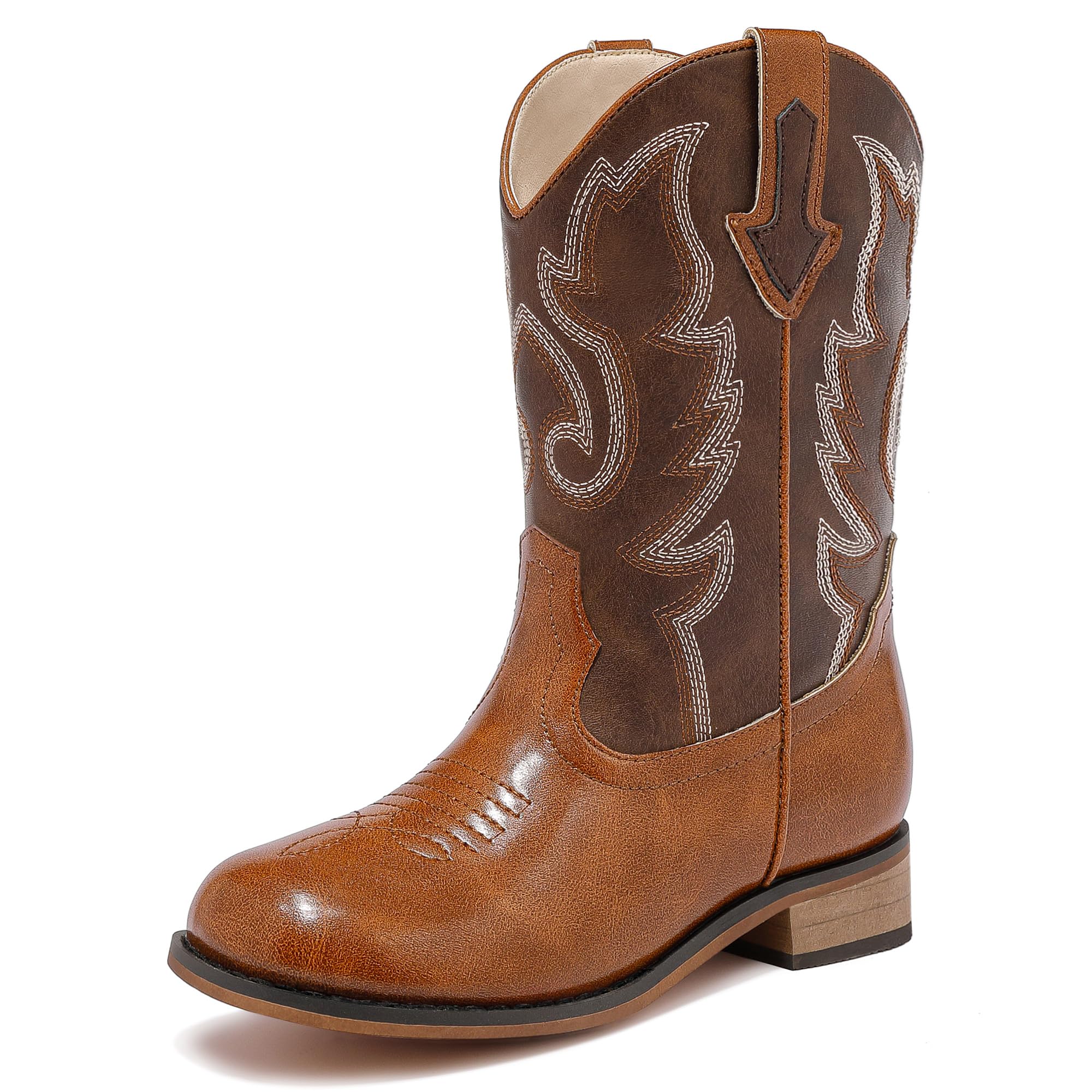 Motasha Boys Cowboy Boots Toddler Boys Boots Brown Cowboy Boot for Girl Size 3 Little Big Kids Boot Western Riding Shoes Party Birthday (M7101 Dark Brown 3) Image