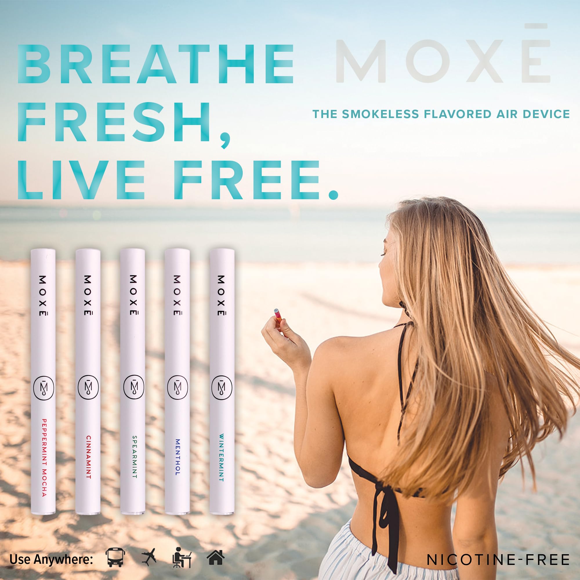 MOXE Natural Menthol Air Inhaler | Non Electric Long-Lasting Flavored Air Refreshing Support | Oral Fixation Menthol Essential Oils, Craving Relief