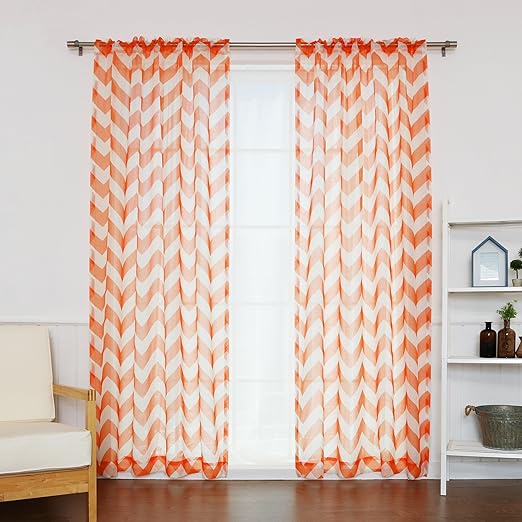 Amazon Com Best Home Fashion Faux Sheer Gauzy Linen Chevron Print