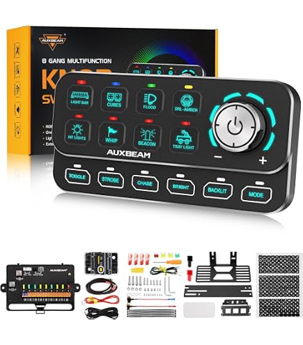 Amazon.com: Auxbeam 8 Gang Switch Panel BA80 + Auxbeam 7AWG 7FT