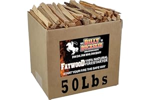 BILLY BUCKSKIN HOME & BEAUTY 50lb Fatwood Fire Starter Sticks, Fire Starters for Fire Pit, Campfire, Wood Stoves, Fireplaces, Bonfires, Easy Start Fire with Just 2 Sticks in All Weather Conditions by Billy Buckskin - 50 Pound Bag