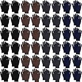 Handepo 48 Pairs Knit Winter Gloves Bulk Women Colored Knit Warm Soft Gloves Pack for Men Adult Winter Outdoor Travel