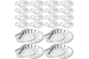 ABOOFAN 100pcs Mini Aluminum Foil Oyster and Clam Shell Pans Disposable Scallop Trays for Seafood Barbecue