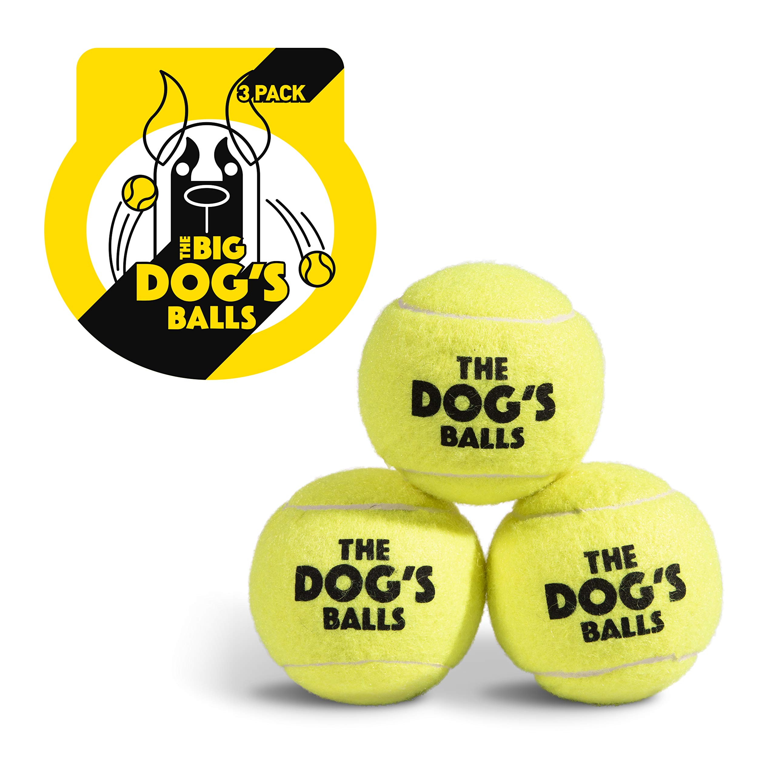 The Dog's Balls – Dog Tennis Balls, Yellow, Large, 3‑Pack