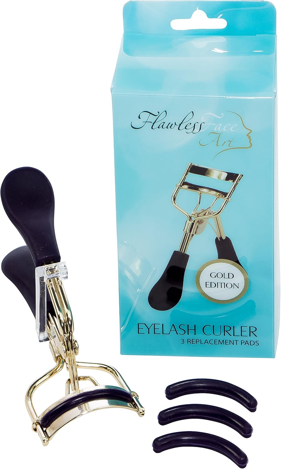 A Gold Eyelash Curler with replacement cushion pads! BigaMart