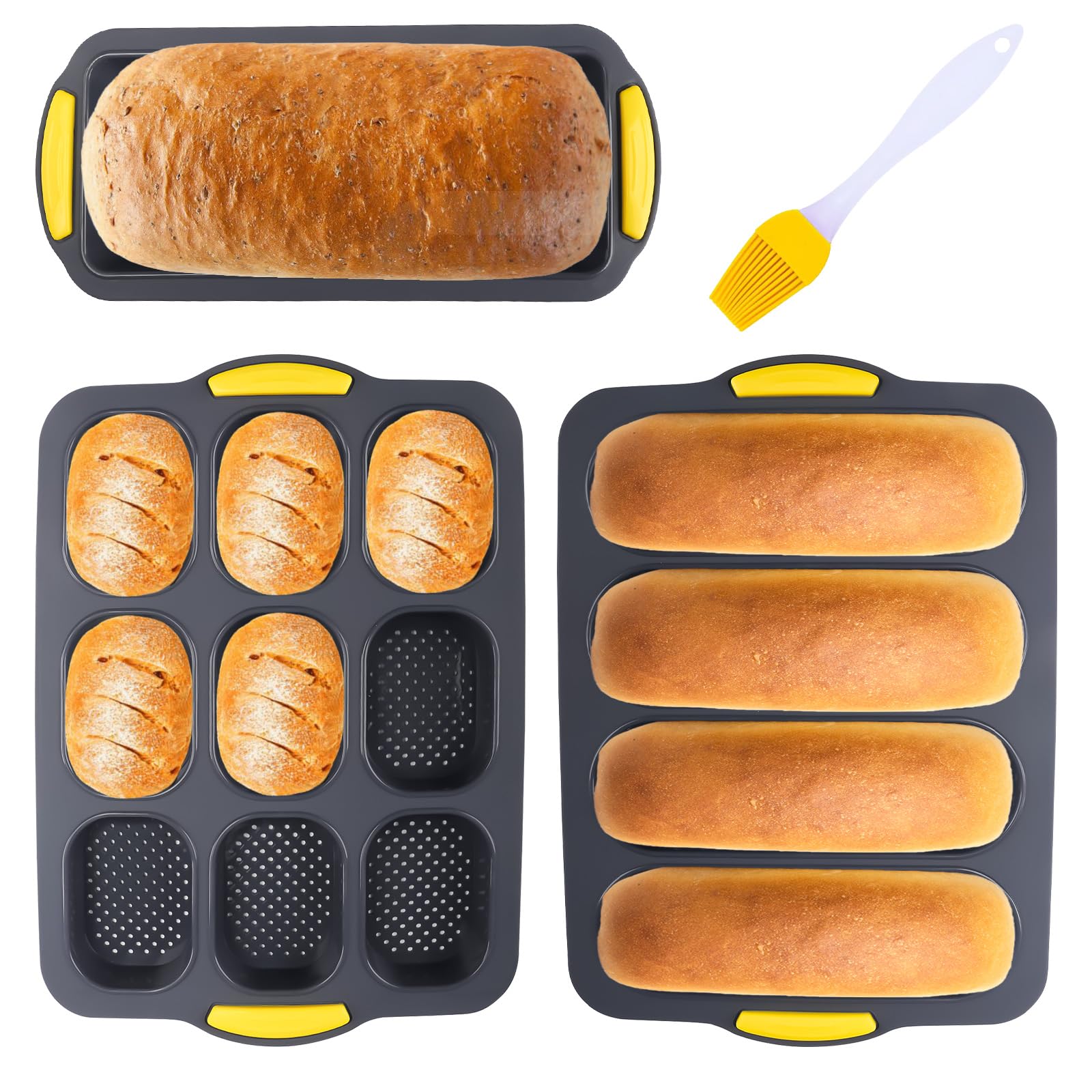 Gachiwar Bread Tins for Baking, 4 Pieces of Bread Making Accessories, Silicone Loaf Tin Easy to Pop Mould for Air Fryer Oven