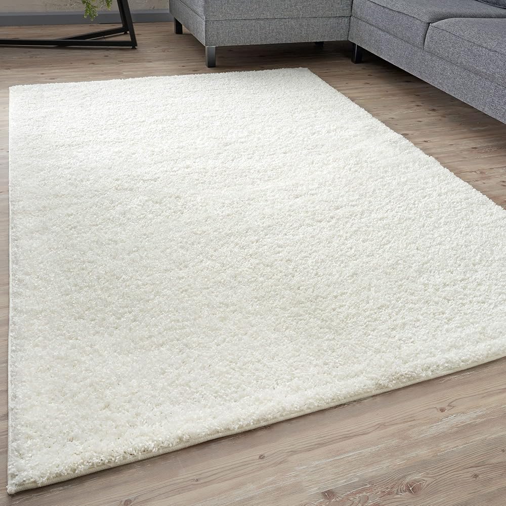 THE RUGS Living Room Rug Shaggy 30mm White 80x300 cm