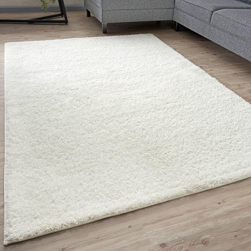 THE RUGS Living Room Rug Shaggy 30mm White 80x300 cm