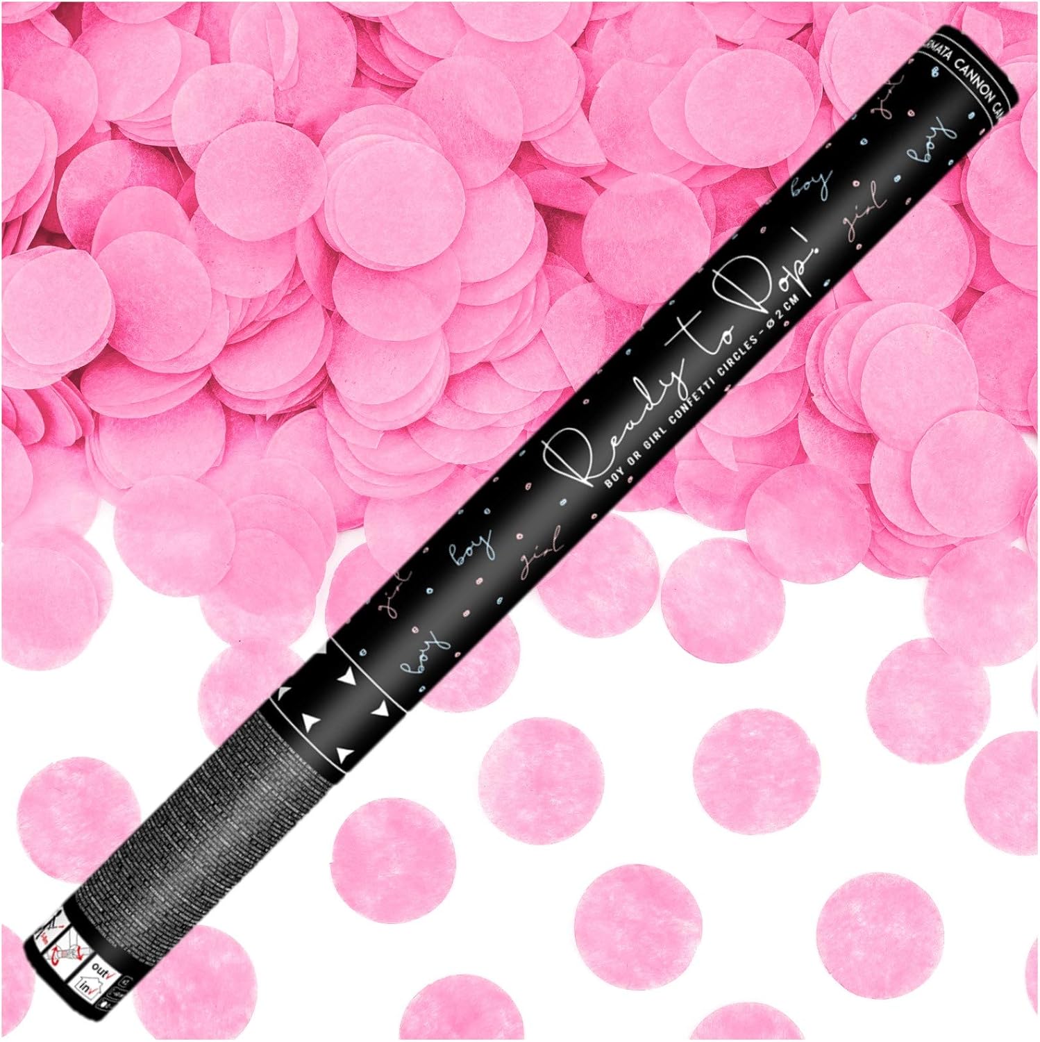 Gender Reveal Confetti Cannon Boy or Girl, with Blue or Pink Confetti