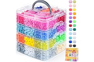 4800PCS Pony Beads Bulk, 24 Colors Kandi Beads 6x9mm Large Hole for Friendship Bracelets, Jewelry Making, Hair Braiding, DIY Art Craft - Shockproof Protective Gift Packaging