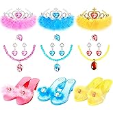 Mastom Princess Dress Up Shoes Set, Girls Role Play Dress Up Toys, Toddler Princess Dress up Shoes with Crowns kit Gift for Girls Aged 3 4 5 6 Years Old