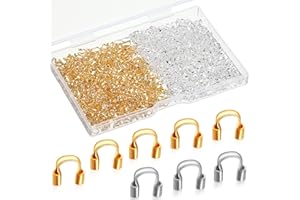 HICARER 800 Pieces Brass Wire Guardian U-Shape Cable Protector Wire Guard Loops for Earring Bracelet Necklace Pendant DIY Jewelry Making Supplies (Gold, Silver)