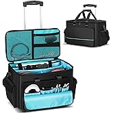DJ Cable Bag, Rolling DJ Cable Bag with Detachable Trolley &amp; Dividers | Large Capacity Gig Bag with Laptop Compartment, Professional Organizer Bag for Cables, Microphones, and DJ Equipment
