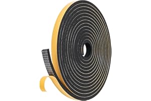AMZJJLE Weather Stripping Door Seal Strip (1/2 Inch X 1/4 Inch X 16Feet), Strong Adhesive, Lightproof, Soundproof, Weatherproof Foam Tape Insulation for Sliding Door, Front Door Frame, Windows- Black