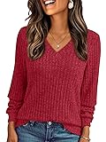 AUTOMET Womens V Neck Long Sleeve Shirt Fall